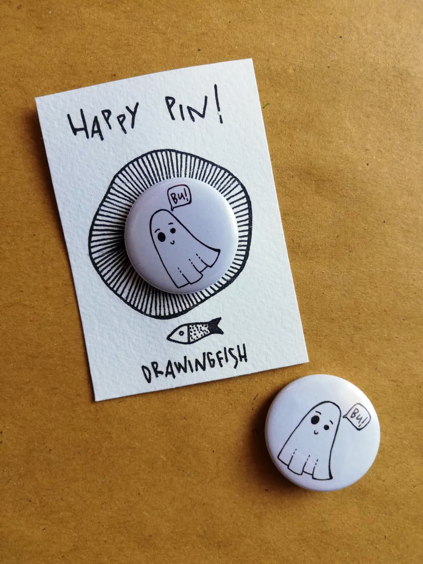 Happy Pin - Spilla grafica Bù Basso | Drawingfish