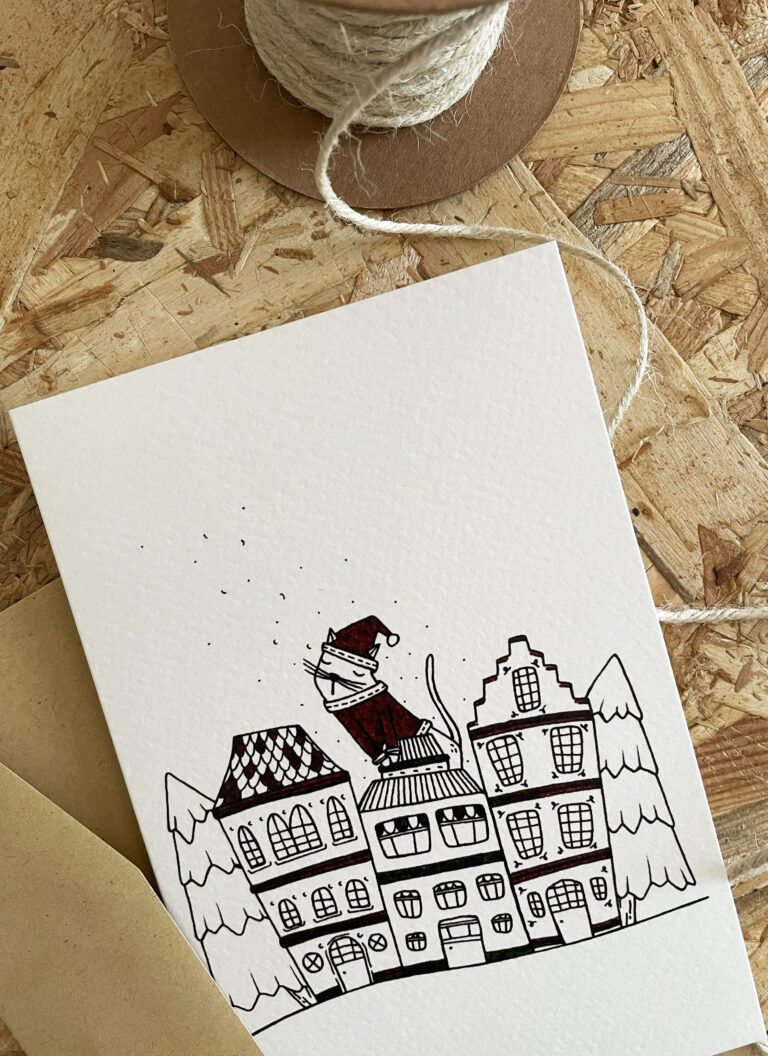 biglietto di auguri pieghevole, formato 10x15cm, con busta in carta craft